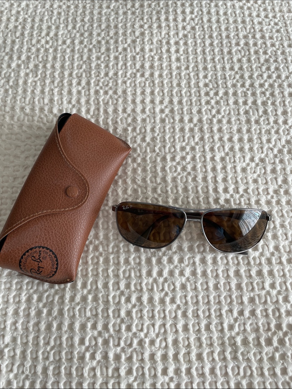 Ray-Ban Men's Brown Lensed Aviator Sunglasses with Silver Frame